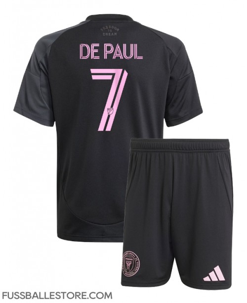 Günstige Inter Miami Rodrigo De Paul #7 Auswärts Trikotsatzt Kinder 2025-26 Kurzarm (+ Kurze Hosen)